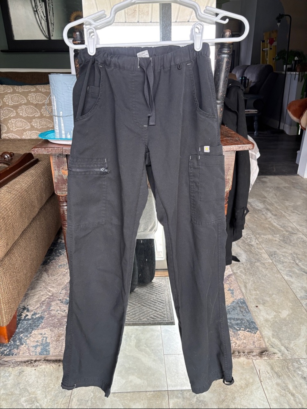Scrubs: Black Women’s Cargo Work Pants with Utility Pockets, no damage